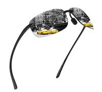 JIM HALO Lunettes de Soleil de Sport pour Hommes Femmes TR90 Cadre Sans Monture pour la Course à Pied Pêche Cyclisme Conduite Miroir Argent