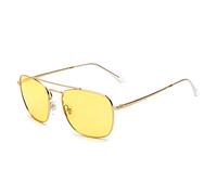 JIM HALO Lunettes de Soleil Pilote Vintage Square Lentilles de Conduite de Nuit Masque d'oeil Plat en Métal Hommes Femmes Or