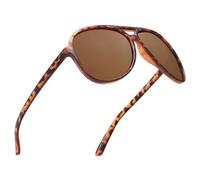 JIM HALO Lunettes de Soleil Polarisées Hommes Femmes Lunette de Conduite en Plastique Surdimensionnées (Cadre Tortoise/Lentille Marron Polarisée)