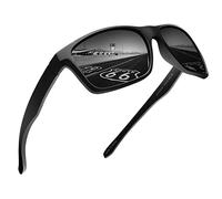 JIM HALO Lunettes de Soleil Polarisées Miroir Enrouler Autour Conduite Pêche Hommes Femmes (Noir/Gris miroir)