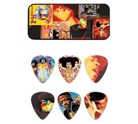 Jim Dunlop JH-PT08H Boite en Metal de 6 Motif Jimi Hendrix Montage Médiators G