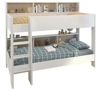 JIM Lit enfant superposé contemporain décor chene brooklyn et blanc - l 90 x L 200 cm