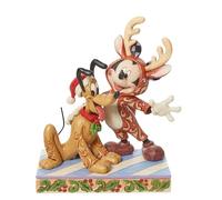 Jim Shore Enesco Disney Traditions 6013059 Figurine Mickey Renne avec Père Noël Pluto 15,9 cm