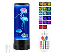 JIMACRO 12 Pouce Lampe Méduse LED Aquarium, 17 Couleurs Veilleuse Méduse avec 4 Modes & Télécommande & 3 Régler la Luminosité, USB Jellyfish Lamp Déco Relaxante pour Chambre Salon Bureau Cadeau