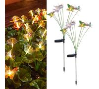 JIMACRO 2 Pièces Lumière Méduse Extérieure Solaire Lucioles, 2 Modi Balancer Papillon Lumière Solaires, Lampe Papillon Solaire à Piquer Dans le Sol pour Jardin Extérieur (chaudes, Papillon)
