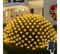 JIMACRO 3 x 2M Etanche Guirlande Lumineuse Filet Solaire, 8 Modes Extérieure Maille Lumineuse avec Télécommande & Minuterie, Lumières Corde Fée Maille d'Éclairage pour Noël Buissons Clôture Jardins