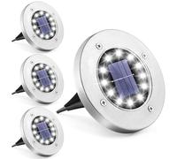 JIMACRO Lumière Solaire Extérieur Jardin, 12 LEDs Eclairage Lampe au Sol, 4 Pièces Étanche Lampe Solaire Spot Encastrable Solaire Au Sol Eclairage pour Chemin, Cour, Terrasse, Pelouse, Jardin