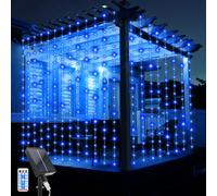 JIMACRO Solaire Rideau Lumineux, 3Mx3M Étanche Guirlande Lumineuse Rideau, 10 Pcs Rideau Lumineux 8 Modes 300LED String Rideau avec Télécommande pour Mariage Noël Partie Décoration de Vacances