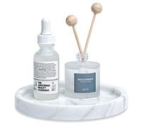 JIMEI Plateau de Service Rond en marbre Naturel véritable pour Bijoux, Bague, Vaisselle, Plateau de Service de Fruits pour Salle de Bain, Cuisine, Table de Chevet ou décoration de Table (14 cm)