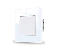 JIMEIDA Interrupteur mural à bascule blanc encastré 1 compartiment 2 voies en verre Interrupteur mural en cristal 86 x 86 mm, 10 A, 250 V