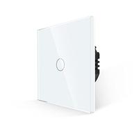 JIMEIDA Interrupteur unipolaire, pas de fil neutre nécessaire, interrupteur de contrôle tactile avec panneau en verre blanc, interrupteur mural moderne avec rétroéclairage LED, 1 interrupteur 1 voie