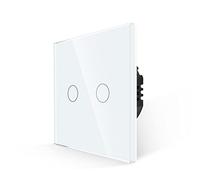 JIMEIDA Interrupteur unipolaire, pas de fil neutre nécessaire, interrupteur de contrôle tactile avec panneau en verre blanc, interrupteur mural moderne avec rétroéclairage LED, 2 boutons 1 voie