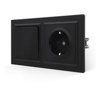 JIMEIDA Prise avec interrupteur noir 1 compartiment 1 voie Sensation lisse sur la peau avec borne enfichable 16 A 155 x 84 mm, 250 V (ne peut pas être installée verticalement)
