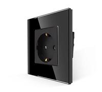 JIMEIDA Prise murale encastrée en verre noir - Prise Schuko 16 A - 250 V - 1 compartiment