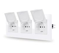 JIMEIDA Triple prise de courant encastrée en verre blanc 16 A couvercle étanche 228 x 86 mm 250 V