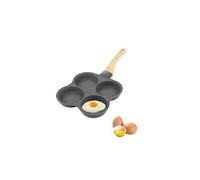 Jimfoty poêle à oeufs, poêle à omelette 4 trous poêles à frire antiadhésives petit déjeuner crêpes omelette à crêpes avec manche en bois pour