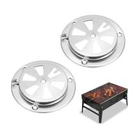 JIMGIED 2 Pièces 95 mm Grille de Ventilation Ronde Rosette d'Aération en Acier INOX Ouverture d'aération réglable Évent pour Four à gaz, brasero, fumoir, Bateau, Camping-Car, Maison - Argent