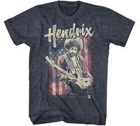 Jimi Hendrix 1960's Psychedelic Musical Icon USA Flag Distressed T-Shirt Tee(X-Large)