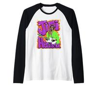 Jimi Hendrix Flames and Bubble Text Vintage Band Manche Raglan