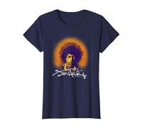 Jimi Hendrix Halo Portrait with Signature Vintage Band T-Shirt, Femme, Bleu Marine, 3XL