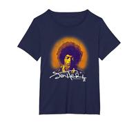 Jimi Hendrix Halo Portrait with Signature Vintage Band T-Shirt, Femme Grandes Tailles, Bleu Marine, 6X