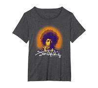 Jimi Hendrix Halo Portrait with Signature Vintage Band T-Shirt, Femme Grandes Tailles, Chiné Foncé, 1X