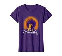 Jimi Hendrix Halo Portrait with Signature Vintage Band T-Shirt, Femme, Violet, XL