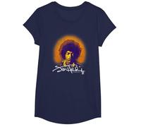 Jimi Hendrix Halo Portrait with Signature Vintage Band T-Shirt, Fille, Bleu Marine, L