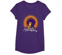 Jimi Hendrix Halo Portrait with Signature Vintage Band T-Shirt, Fille, Violet, M