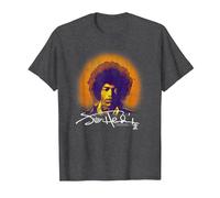 Jimi Hendrix Halo Portrait with Signature Vintage Band T-Shirt, Homme, Chiné Foncé, 3XL