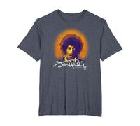 Jimi Hendrix Halo Portrait with Signature Vintage Band T-Shirt, Homme Grandes Tailles, Bleu Chiné, 6X Tall