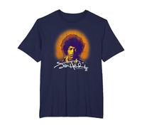 Jimi Hendrix Halo Portrait with Signature Vintage Band T-Shirt, Homme Grandes Tailles, Bleu Marine, 3X Tall