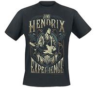 Jimi Hendrix Homme T-Shirt Manches Courtes Noir L, 100% Coton, Regular/Coupe Standard