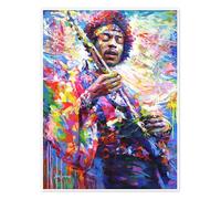 Jimi Hendrix II Poster de Leon Devenice 50 x 70 cm Bleu Tableaux Décoration murale