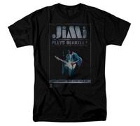Jimi Hendrix Jimi Plays Poster T Shirt Rock N Roll Music Band Tee Black BlackL