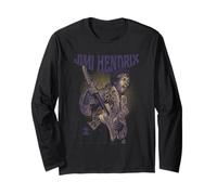 Jimi Hendrix Playing Guitar Purple Yellow Manche Longue