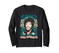 Jimi Hendrix Psychedelic Floral Portrait Vintage Band Manche Longue