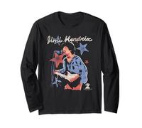Jimi Hendrix Red White and Blue Stars Vintage Band Manche Longue