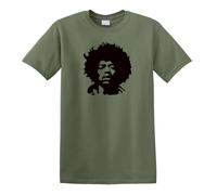 Jimi Hendrix T-shirt style pop art des années 70 iconique Che Guevara, vert militaire, L