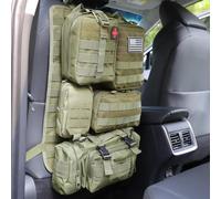 Jimikay Organiseur tactique pour dossier de siège de voiture avec sac à suspendre et 5 poches Molle détachables - Organiseur de panneau Molle pour véhicule - Sac de rangement universel pour la plupart