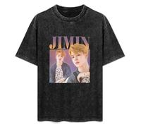 Jimin T-Shirt Unisex 90'S Retro Unisex Cotton Tee Shirt Men's Black T-Shirt 3XL