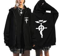 jiminhope Alchemist Edward Elric Hoody Top with Zipper Edward Elric Cardigan Anime Alchemist Coat Winter New Coat Edward Elric Pattern Hoodies