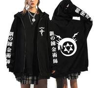 jiminhope Alchemist Edward Elric Hoody Top with Zipper Edward Elric Cardigan Anime Alchemist Coat Winter New Coat Edward Elric Pattern Hoodies