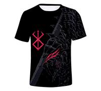 jiminhope Anime Berserk T-Shirt Guts Chemisier à Manches Courtes imprimé 3D Top Ample à col Rond