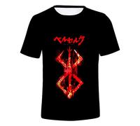 jiminhope Anime Berserk T-Shirt Guts Chemisier à Manches Courtes imprimé 3D Top Ample à col Rond