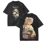 jiminhope Anime Frieren T-Shirt Tissu De Coton Pur Lavé pour Tenue De Déplacement Quotidien