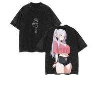 jiminhope Anime Frieren T-Shirt Tissu De Coton Pur Lavé pour Tenue De Déplacement Quotidien