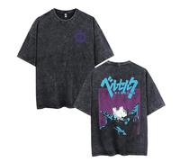 jiminhope Berserk Washed Retro T-Shirt Double-Sided Print Berserk Rune Warrior Norse Guts Pullover Swordsman Vintage Do Old Tops Casual Oversized T-Shirt