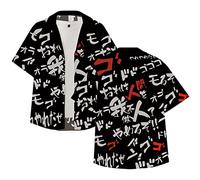 jiminhope Chemise Croisée Anime JoJo's Bizarre Adventure Chemise à Manches Courtes Giorno Giovanna Imprimé T-Shirt de Dio Brando Chemise Hawaïenne JoJo