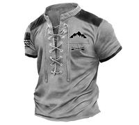 jiminhope Hommes - Vintage Navy Crossed Oars & Boat Anch Viking Compass 3D Printed Casual Henley Shirt